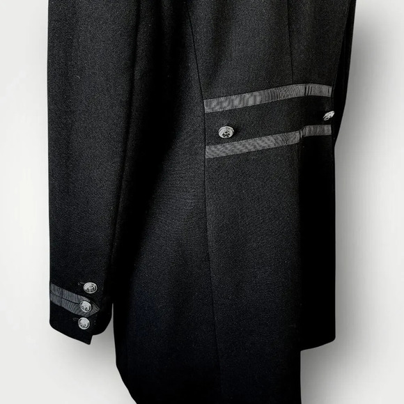 White House Black Market Military Double Breast Trench Coat Lined Size L Black - Picture 12 of 16